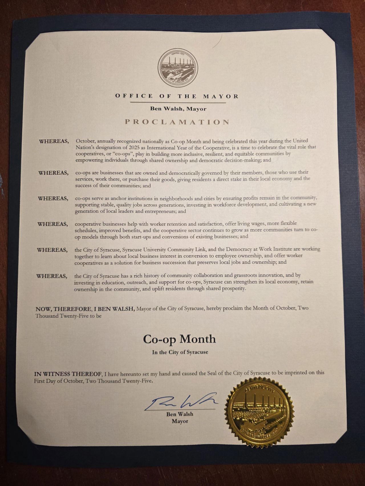 Talking Points and Proclamation Language for Syracuse 2025 Co-op Month Proclamation